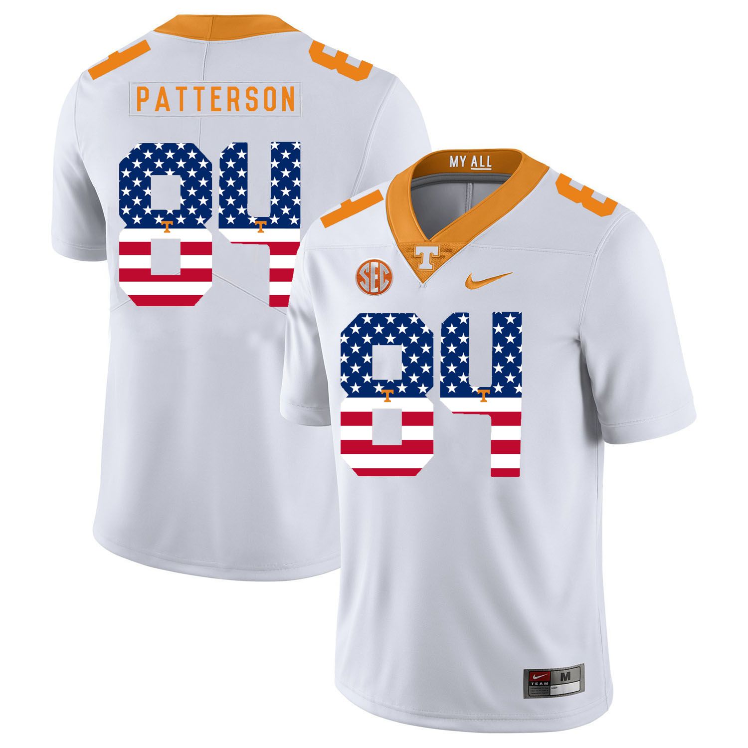Men Tennessee Volunteers #84 Patterson White Flag Customized NCAA Jerseys->customized ncaa jersey->Custom Jersey